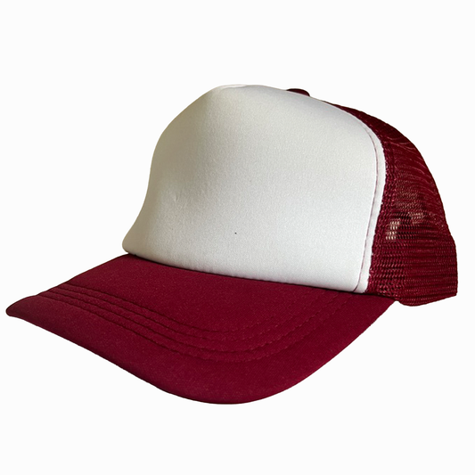 Custom Mesh Cap - White & Maroon