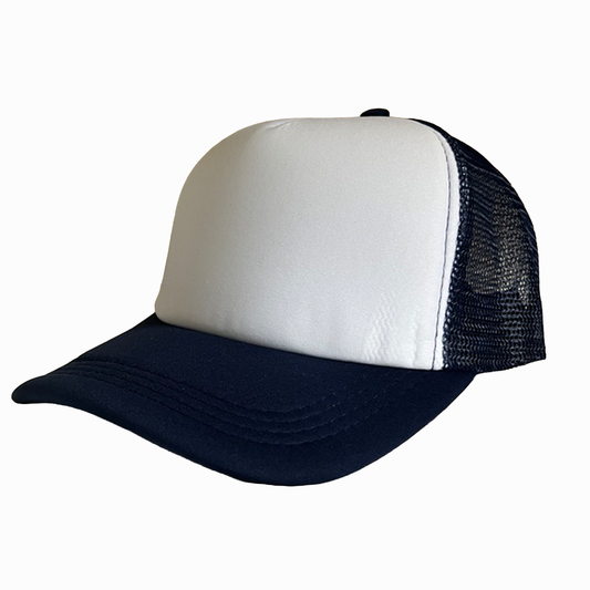 Custom Mesh Cap - White & Navy Blue